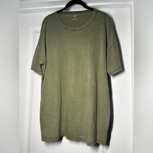 Aerie Oversized Olive Green Distressed T-Shirt